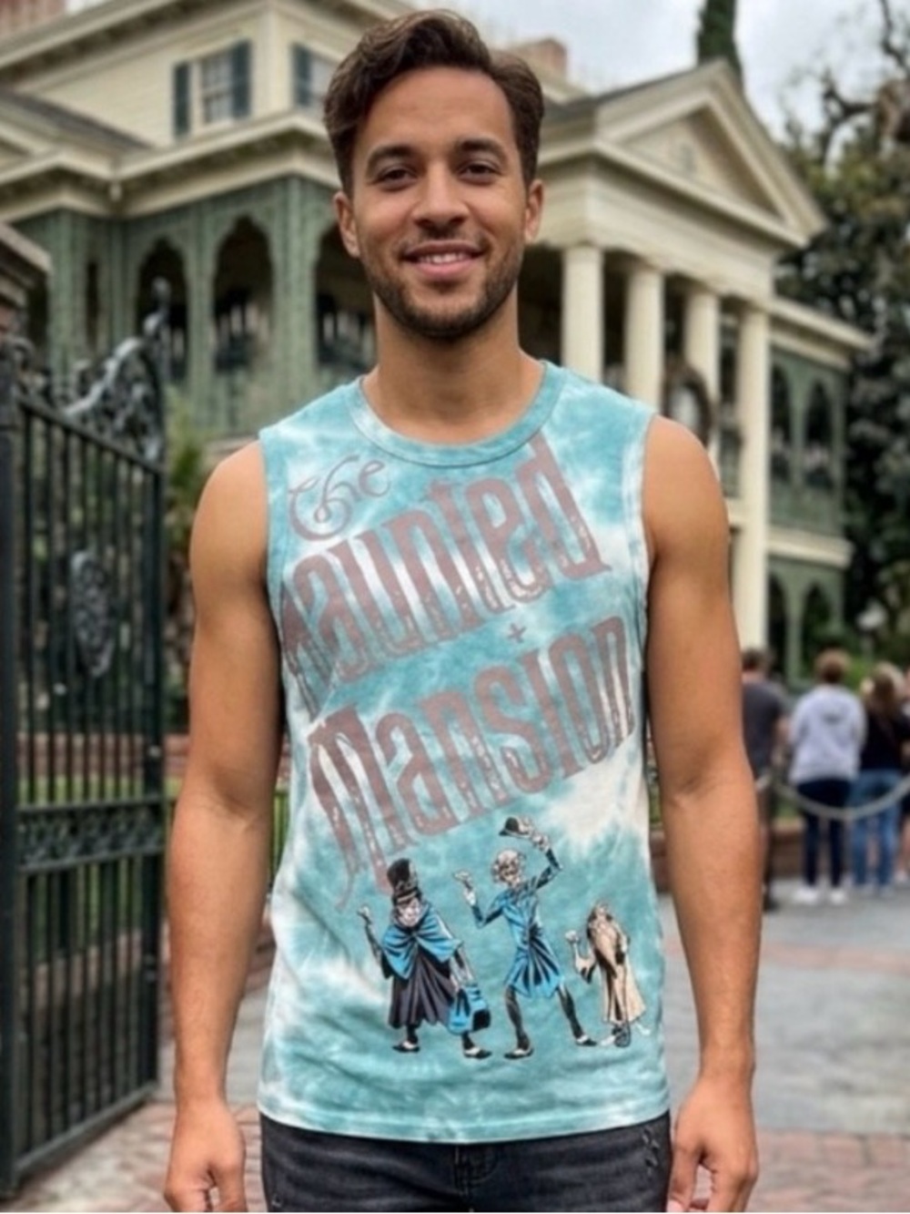 Disney Parks Haunted Mansion tie-dye muscle tank top hitchhiking Ghosts NWT S